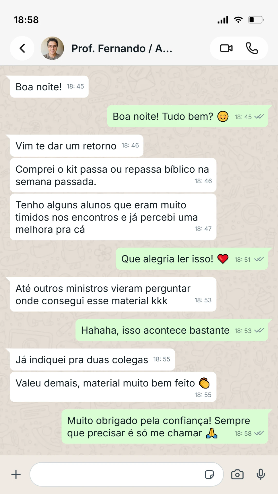 Depoimento real 3 recebido pelo WhatsApp